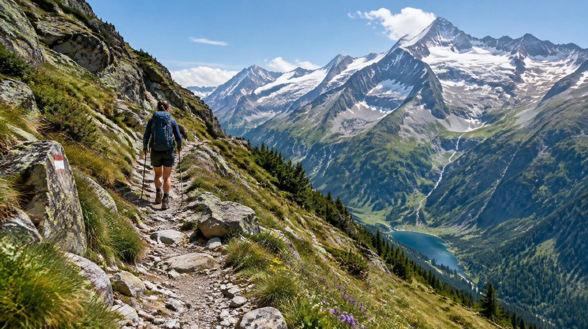hidden alpine trail in mountains