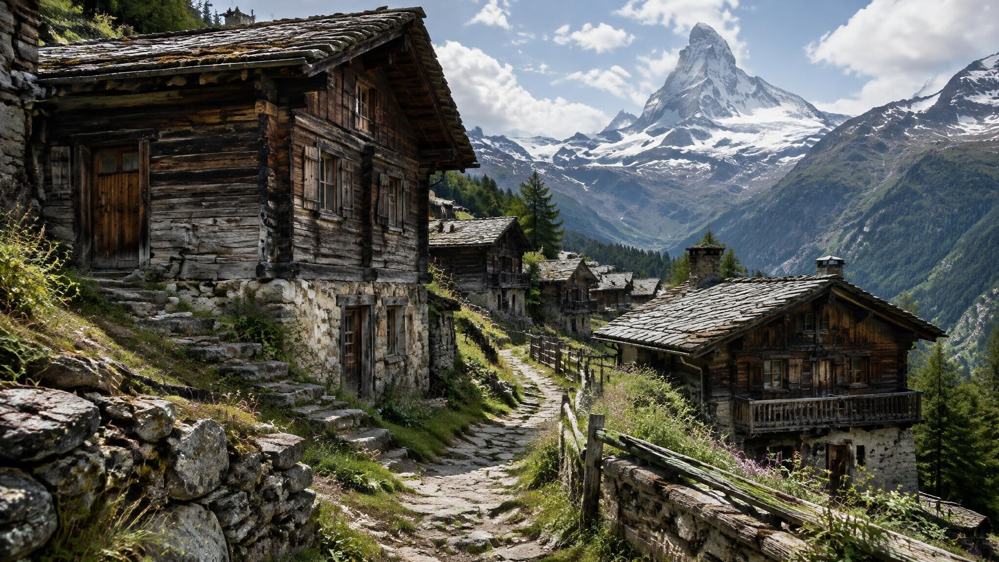 old alpine village houses