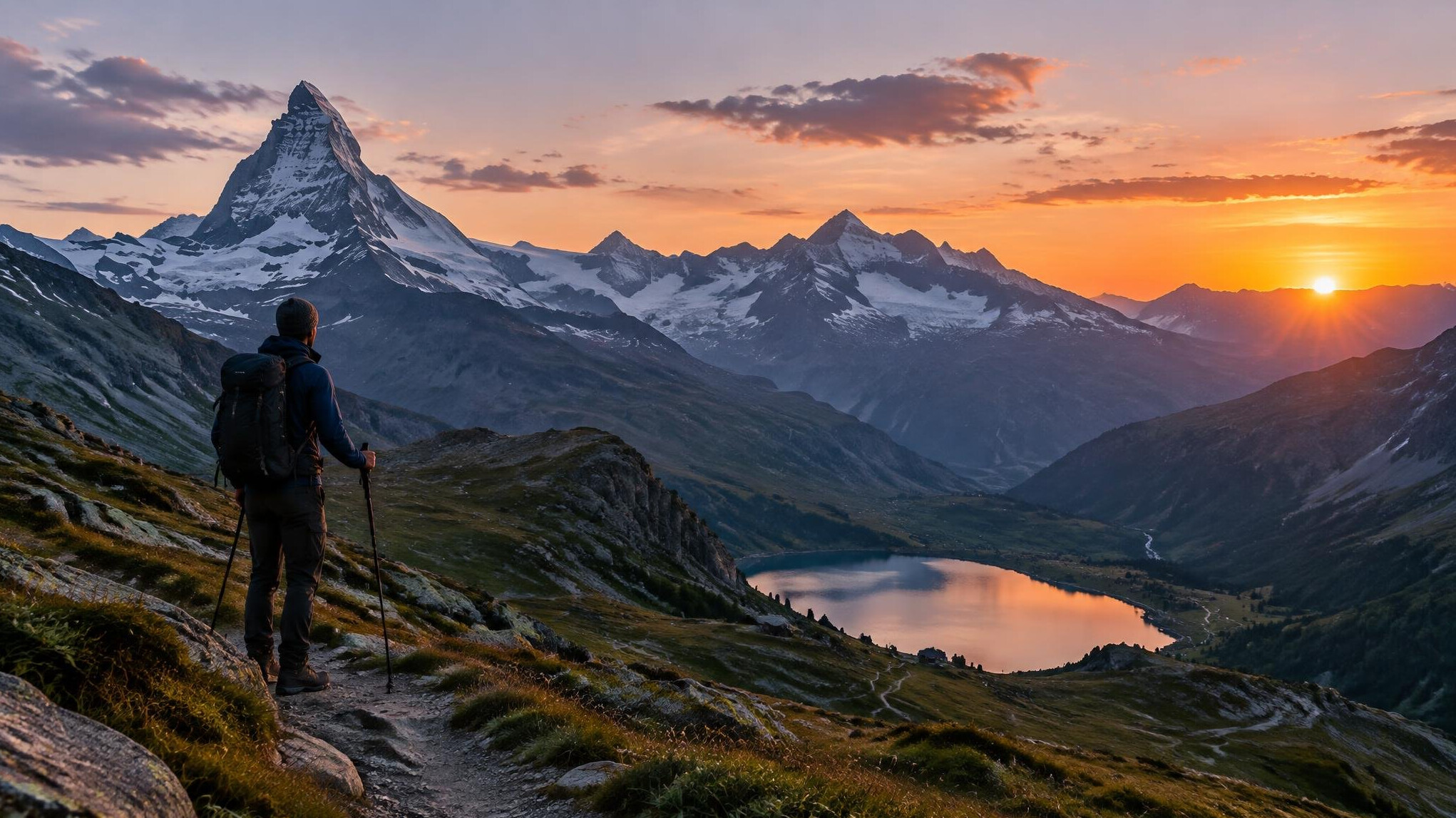 person exploring swiss alps