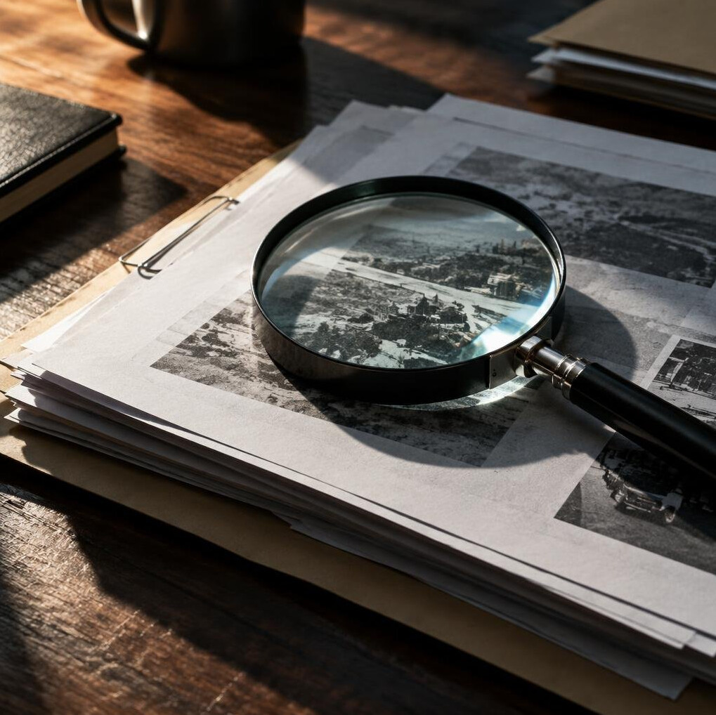 Documents under a magnifying glass
