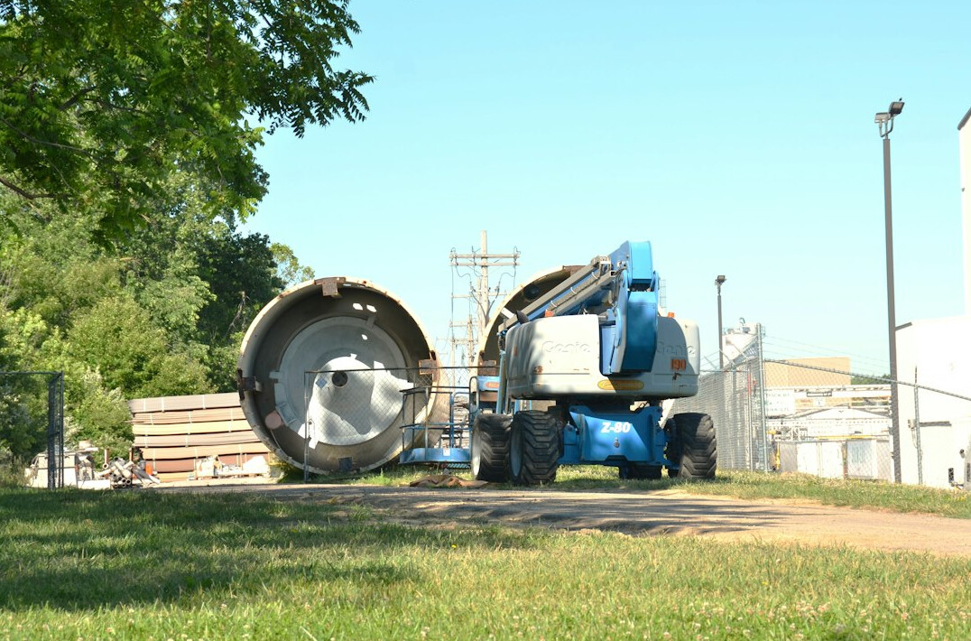 Road construction site with machinery